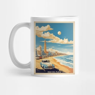 Beaches of Mar del Plata Argentina Vintage Tourism Poster Mug